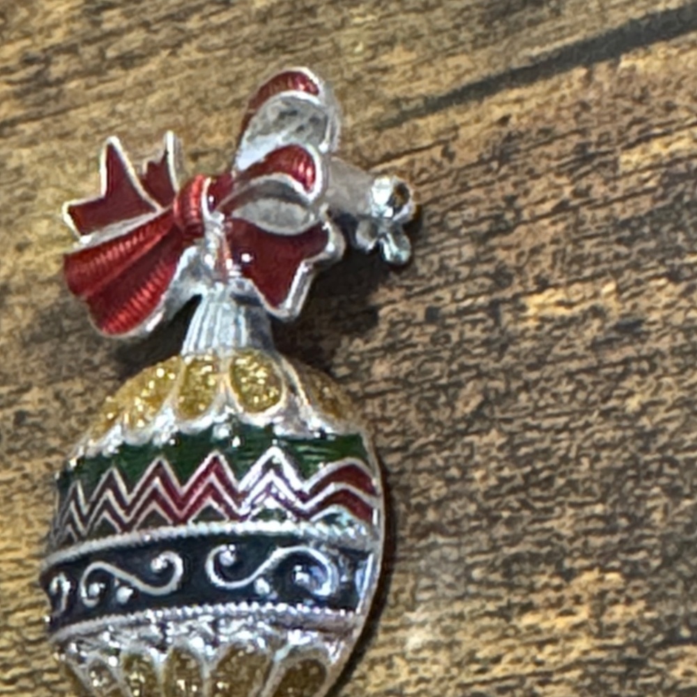 Vintage Signed NR Christmas Tree Ornament Enamel Color Pin Brooch RARE - Picture 7 of 8